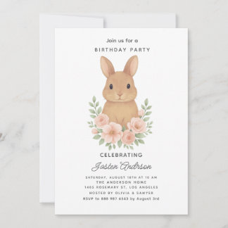 Invitation à une fête d'anniversaire avec lapin et