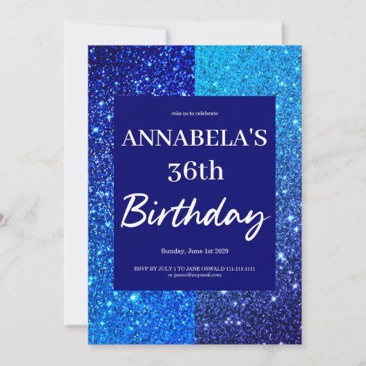 Invitation à une fête d'anniversaire avec paillett (Devant)