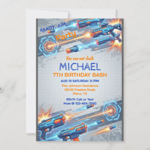 Invitation à une fête d'anniversaire avec pistolet
