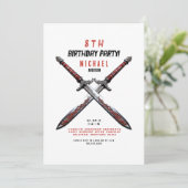Invitation à une fête d'anniversaire avec une épée (Debout devant)