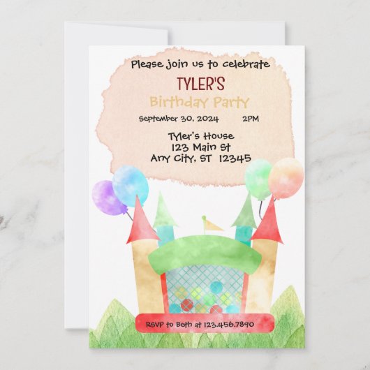 Invitation à une fête d'anniversaire avec une mais (Devant)
