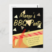 Invitation à une fête d'anniversaire BBQ avec hot- (Devant / Derrière)