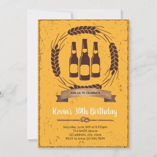 Invitation à une fête d'anniversaire bière (Devant)