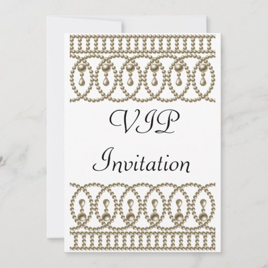Invitation à une fête d'anniversaire Blanc Or VIP (Devant)