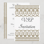 Invitation à une fête d'anniversaire Blanc Or VIP (Devant / Derrière)