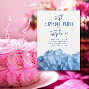 Invitation à une fête d'anniversaire Blue Hydrange