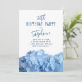 Invitation à une fête d'anniversaire Blue Hydrange (Debout devant)