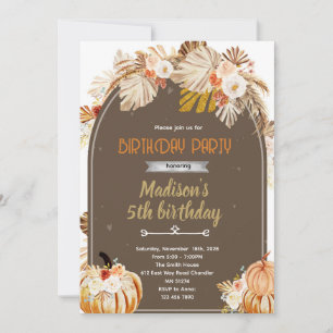 Invitation à une fête d'anniversaire Boho Pumpkin