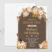 Invitation à une fête d'anniversaire Boho Pumpkin (Devant / Derrière)