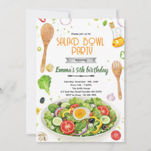 Invitation à une fête d'anniversaire bols de salad