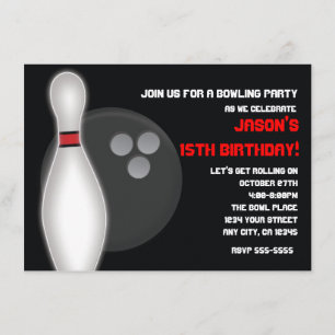 Invitation à une fête d'anniversaire Bowling Bowl 