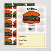 Invitation à une fête d'anniversaire Burger (Devant / Derrière)