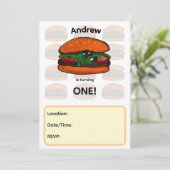 Invitation à une fête d'anniversaire Burger (Debout devant)