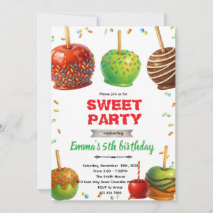 Invitation à une fête d'anniversaire Candy Apple