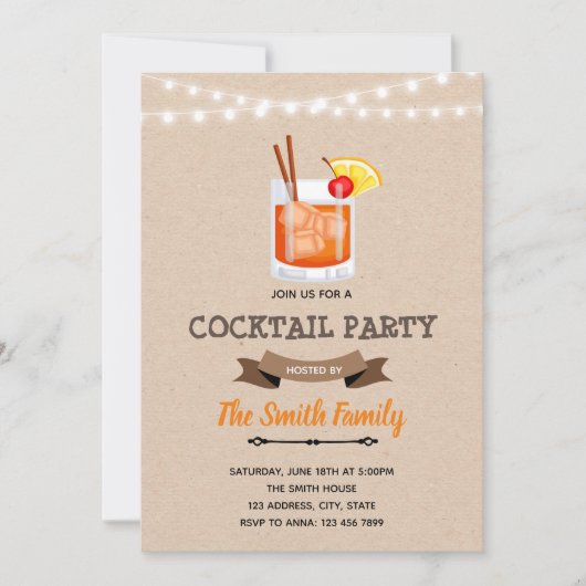 Invitation à une fête d'anniversaire cocktail (Devant)