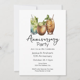 Invitation à une fête d'anniversaire cocktails déc