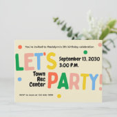 invitation à une fête d'anniversaire colorée, fais (Debout devant)