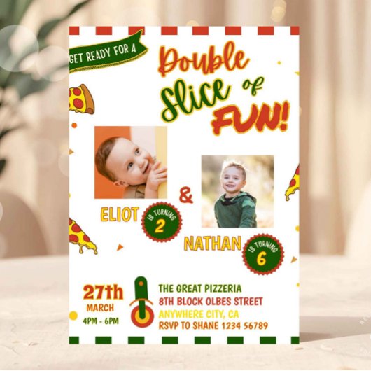 Invitation à une fête d'anniversaire commune avec 