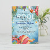 Invitation à une fête d'anniversaire cool piscine (Debout devant)
