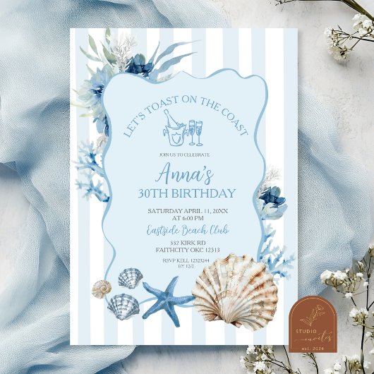 Invitation à une fête d'anniversaire côtière d'été