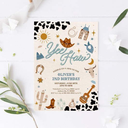 Invitation à une fête d'anniversaire cowboy