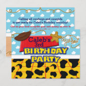 Invitation à une fête d'anniversaire Cowboy Wester (Devant / Derrière)