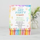 Invitation à une fête d'anniversaire Crayon Art (Debout devant)