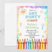 Invitation à une fête d'anniversaire Crayon Art (Devant / Derrière)