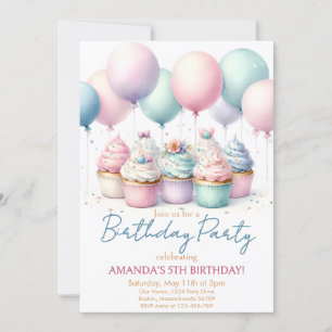 Invitation à une fête d'anniversaire Cupcake