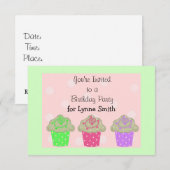 Invitation à une fête d'anniversaire Cupcake (Devant / Derrière)