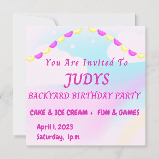 Invitation à une fête d'anniversaire dans le jardi (Devant)