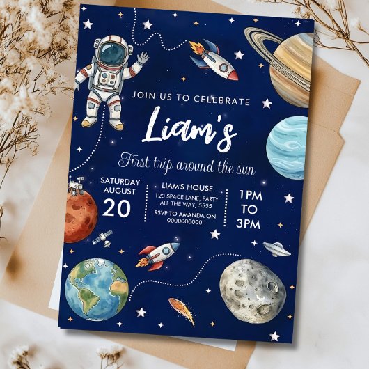 Invitation à une fête d'anniversaire dans l'espace