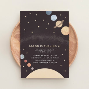 Invitation à une fête d'anniversaire dans l'espace