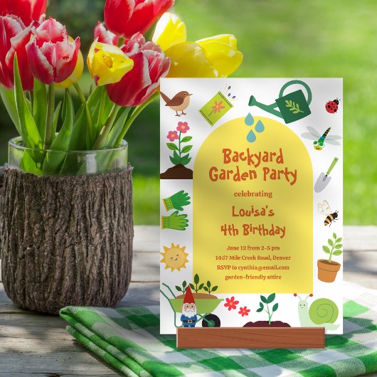 Invitation à une fête d'anniversaire dans un jardi