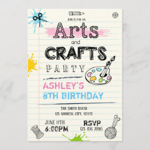 Invitation à une fête d'anniversaire d'art et arti
