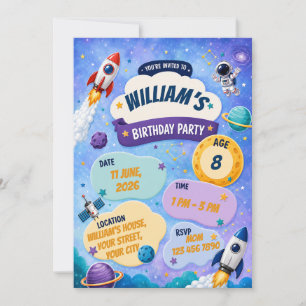 Invitation à une fête d'anniversaire d'astronaute
