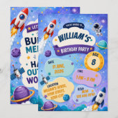Invitation à une fête d'anniversaire d'astronaute (Devant / Derrière)