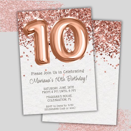 Invitation à une fête d'anniversaire de 10 ans Ros