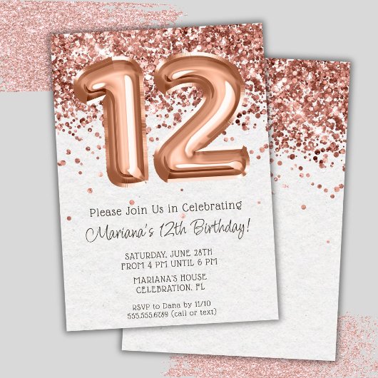 Invitation à une fête d'anniversaire de 12 ans Ros