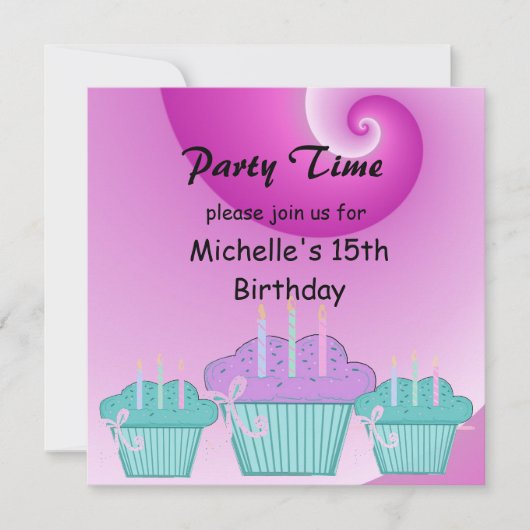 Invitation à une fête d'anniversaire de 15 ans (Devant)