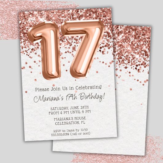 Invitation à une fête d'anniversaire de 17 ans Ros