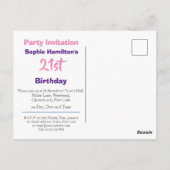 Invitation à une fête d'anniversaire de 21 ans (Dos)