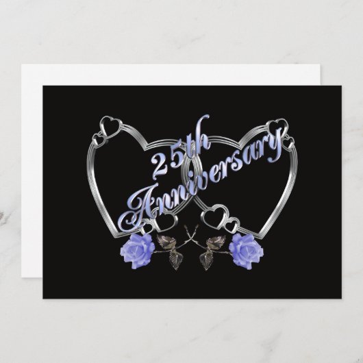 Invitation à une fête d'anniversaire de 25 ans arg (Devant / Derrière)