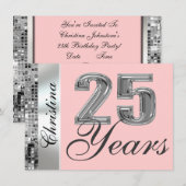 Invitation à une fête d'anniversaire de 25 ans & T (Devant / Derrière)