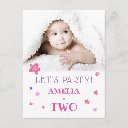 Invitation à une fête d'anniversaire de 2 ans (Devant)