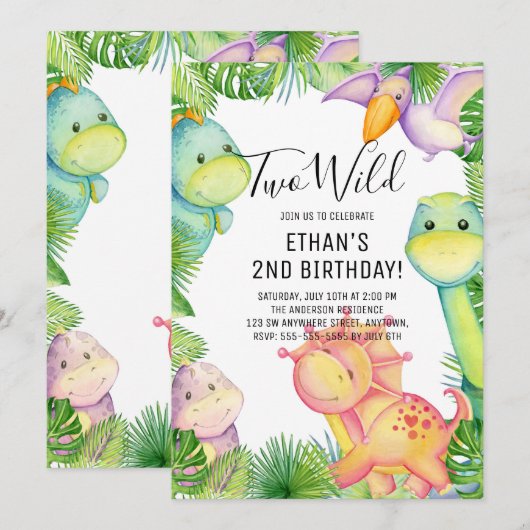 Invitation à une fête d'anniversaire de 2 ans de d (Devant / Derrière)