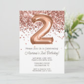 Invitation à une fête d'anniversaire de 2 ans Rose (Debout devant)
