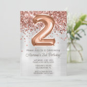 Invitation à une fête d'anniversaire de 2 ans Rose (Debout devant)