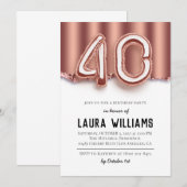 Invitation à une fête d'anniversaire de 40 ans (Devant / Derrière)