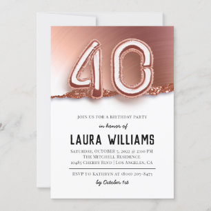 Invitation à une fête d'anniversaire de 40 ans